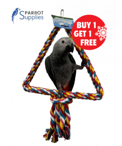 34Cm Medium Triangle Rope Swing Toy Parrot Toy - BOGOF